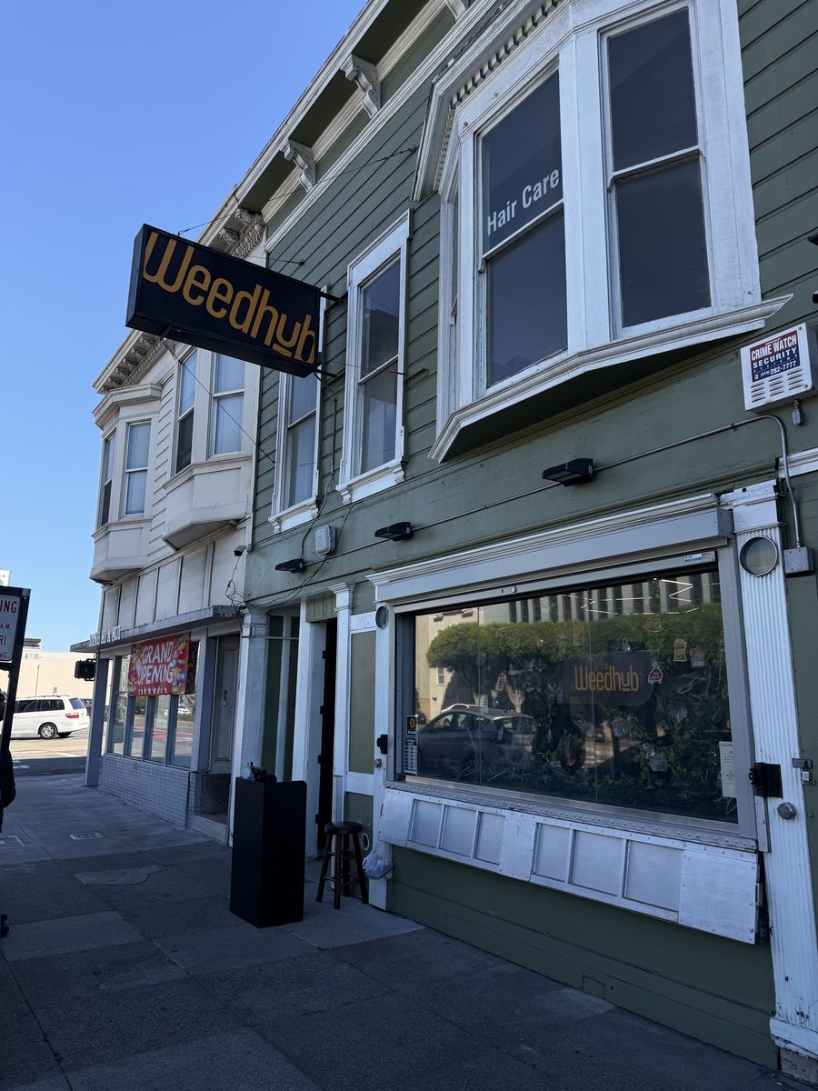 The Weedhub storefront and sign at 3407 Geary Blvd