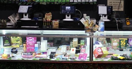 The registers behind the counter at Weedhub, 3407 Geary Blvd